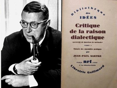 Jean-Paul Sartre and the cover of his book Critique de la Raison Dialectique, published in 1960. Source: youtube channel “Rien ne veut rien dire” (program Les nouveaux chemins de la connaissance, 16 July 2013).